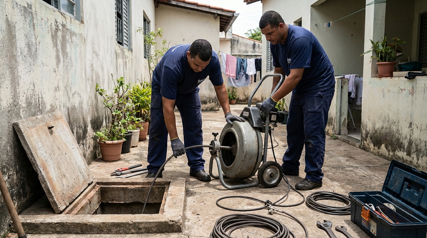 Desentupimento de Coluna Sanitária em São José dos Campos‑SP