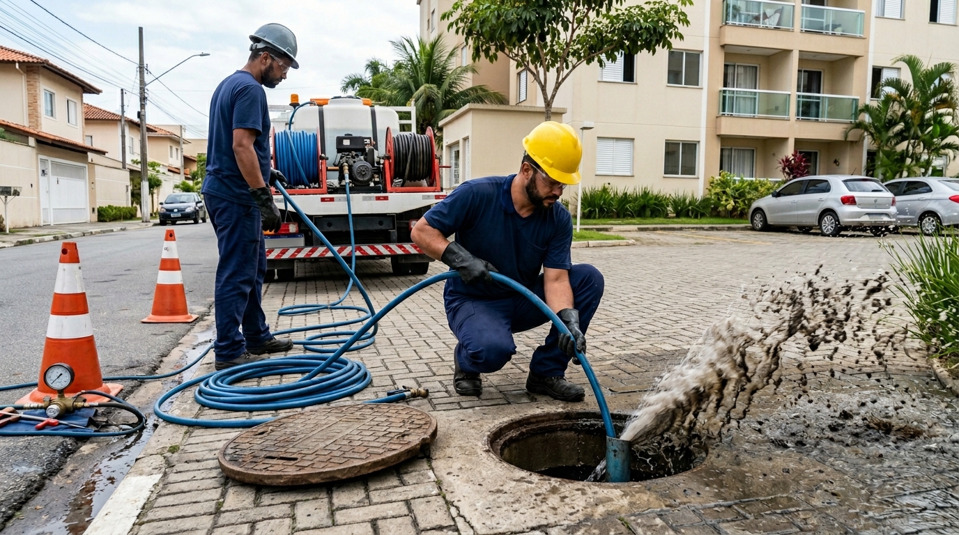 Desobstrução com Alta Pressão em São José dos Campos‑SP
